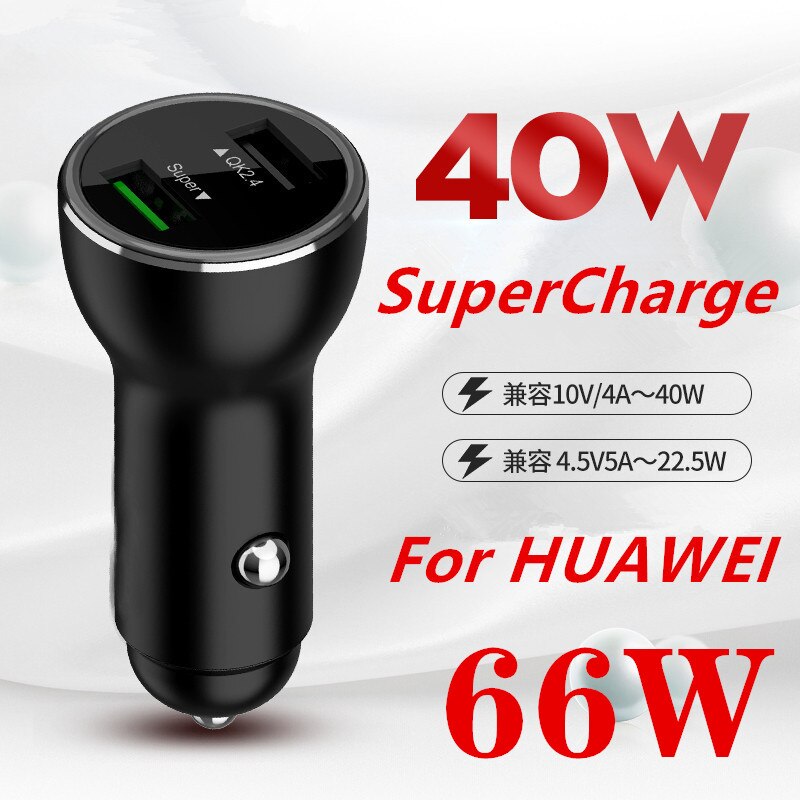 Ładowarka samochodowa 40W robić Huawei podwójny USB SuperCharge 66W szybki kabel Usb typu c robić kumpel 40 30 20 zawodowiec 10 9 X P40 P30 zawodowiec OPPO
