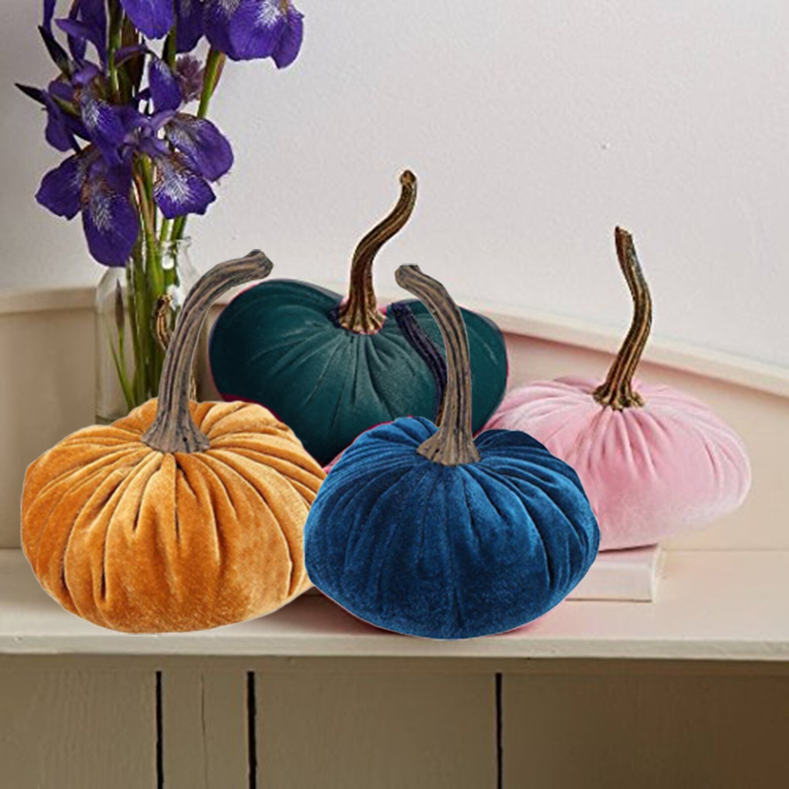 1 Pc Handmade Velvet Pumpkins Decor Super Soft Stuffed Pumpkin With Exquisite Artificial Pumpkin Foam Simulated Cute#40