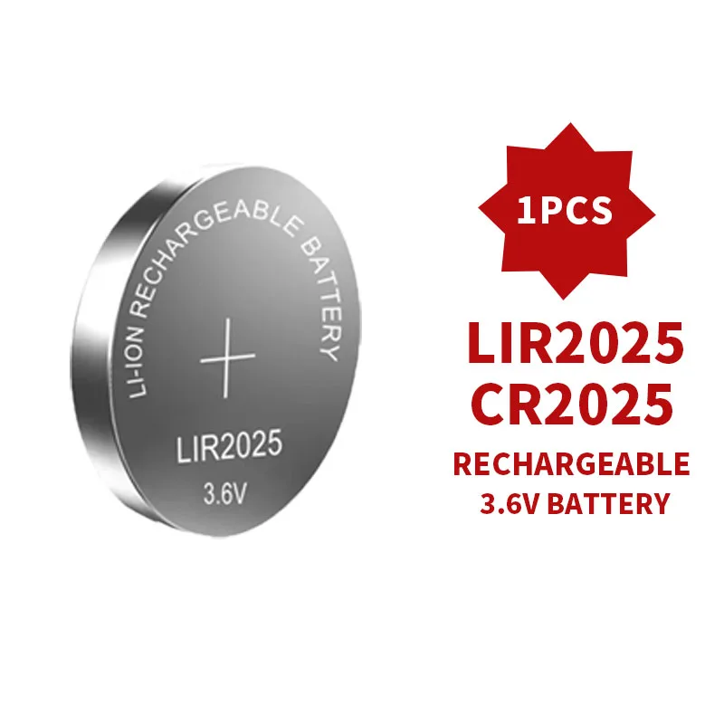 Batteria a Bottone Ricaricabile LIR2025 3.6V ad Alta Capacità per Chiavi Auto, Telecomandi, Giocattoli, Bilance, Compatibile con CR2025 ML2025: Giallo