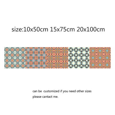 Retro mandala stil fliser klistermærker talje linje wallstickers køkken badeværelse toilet kant vandtætte selvklæbende decals: 5 / 15 x 75cm