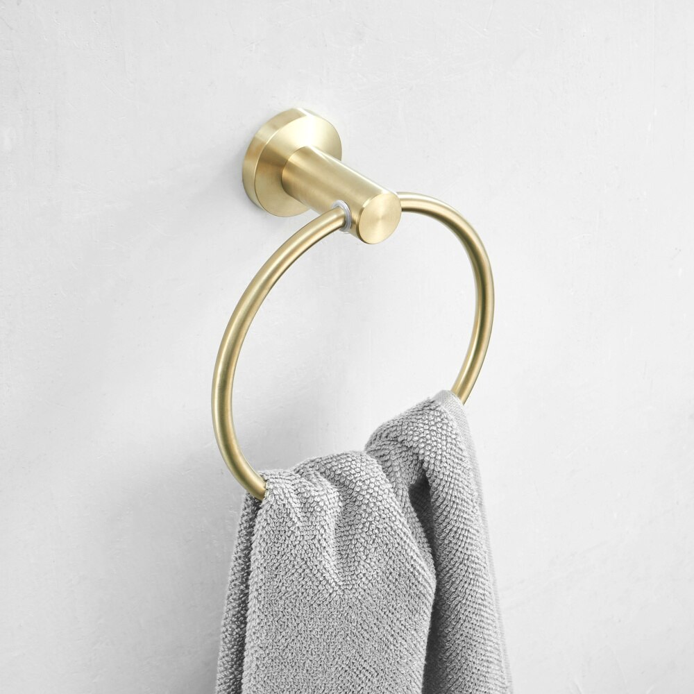 Modern Roung Towel Ring Towel Holder Wall-Mounted Gold Brushed Towel Rack Bathroom Accessories Home Decoration