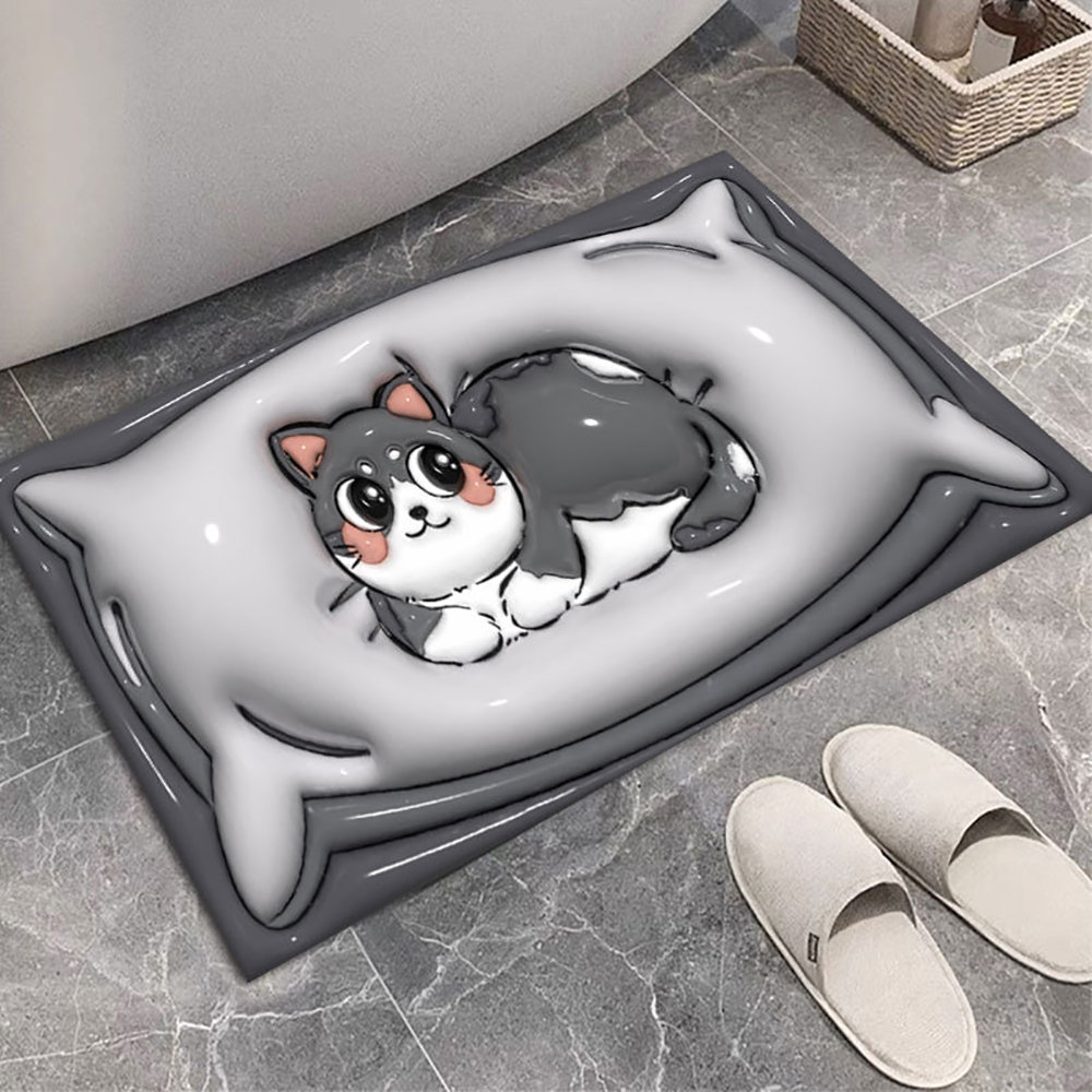 Diatom Mud Mat for Bathroom Cartoon 3D Mats Non-slip Carpets Quick-drying Floor Mats for Bathtub Side Floor Rug Shower Doormat: Yellow