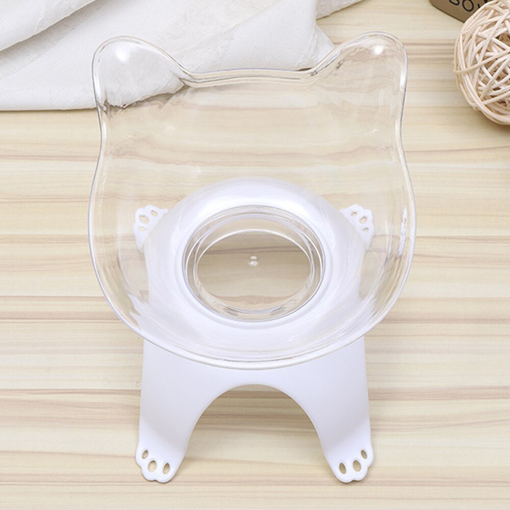 Katteskål kæledyr hund kat langsom foder anti-kvælning beskytte rygsøjlen vand madskål beskyttelse plejeskål holdbar multifunktionel skål: Gennemsigtig