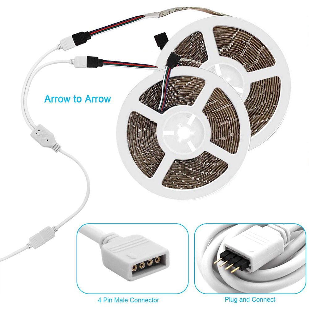 4 Pin Rgb Led Strip Connector Extension Cable Cord Wire Wit Rgb Connector 4 Pin Naald Voor Led Rgb 2835 5050 Licht Strip Kabel