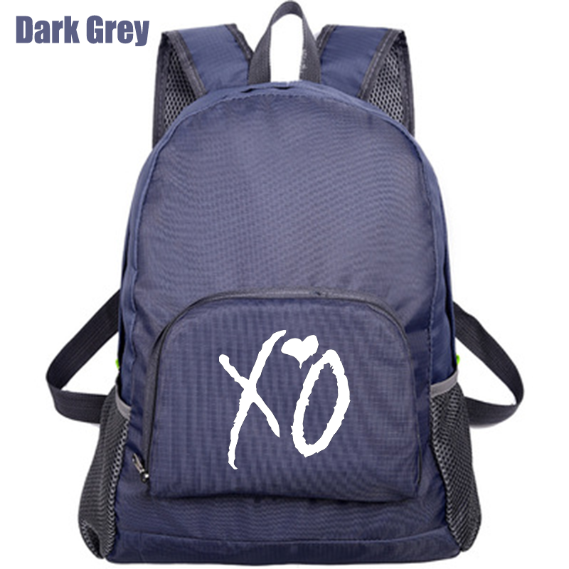 Moda carino zaino stampato borsa da studente pieghevole all&#39;aperto zaino leggero a spalla borse Casual da viaggio impermeabili Unisex: dark grey