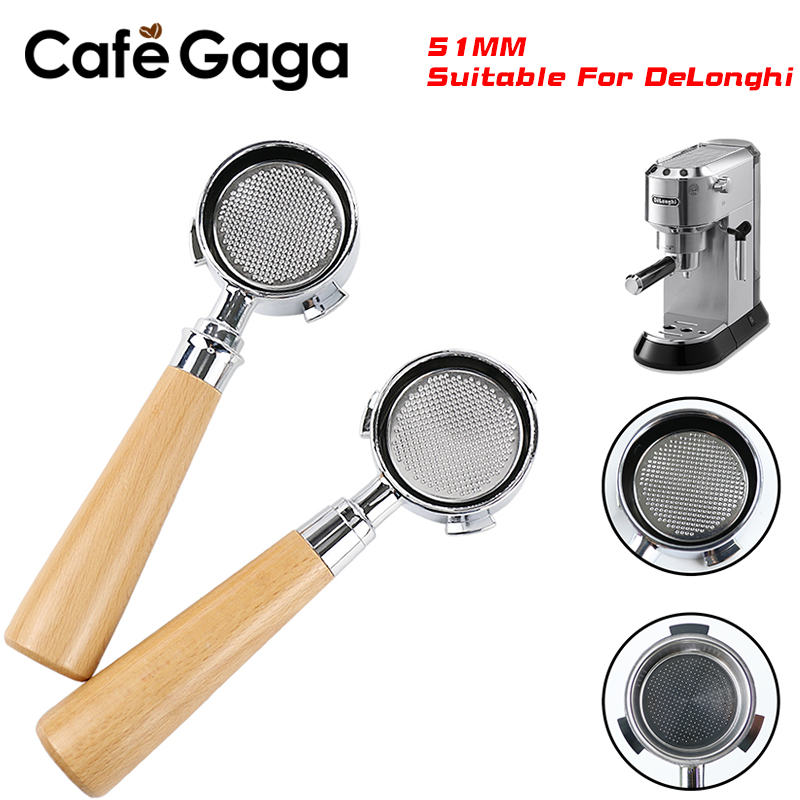 Bodenloser Siebträger 51 mm für Delonghi Ec680 Ec685 mit Ersatzfilterkorb Espressomaschine Werkzeuge Barista Zubehör