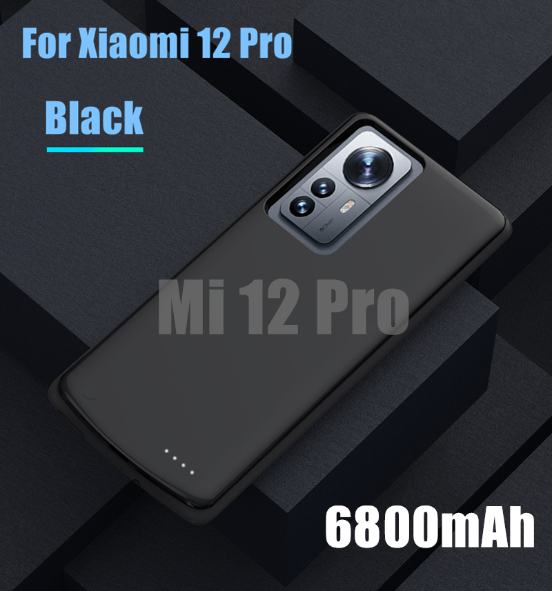 Externe Batterij Oplader Cover Voor Xiaomi Mi 12 Pro 12X Batterij Gevallen 6800Mah Power Bank Opladen Cover Voor Xiaomi 12 Power Case: Mi 12X Black