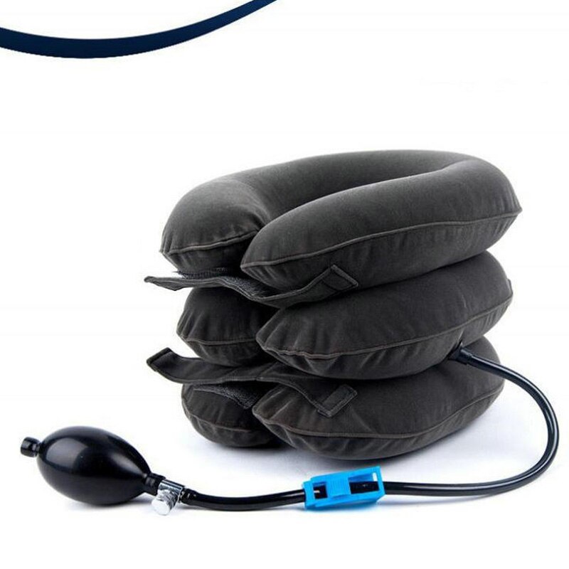 Zachte U Nekkussen Lucht Opblaasbare Kussen Kussen Cervicale Brace Nek Schouder Pijn Relax Ondersteuning Massager Kussen Apparaat Tractie: Light Grey