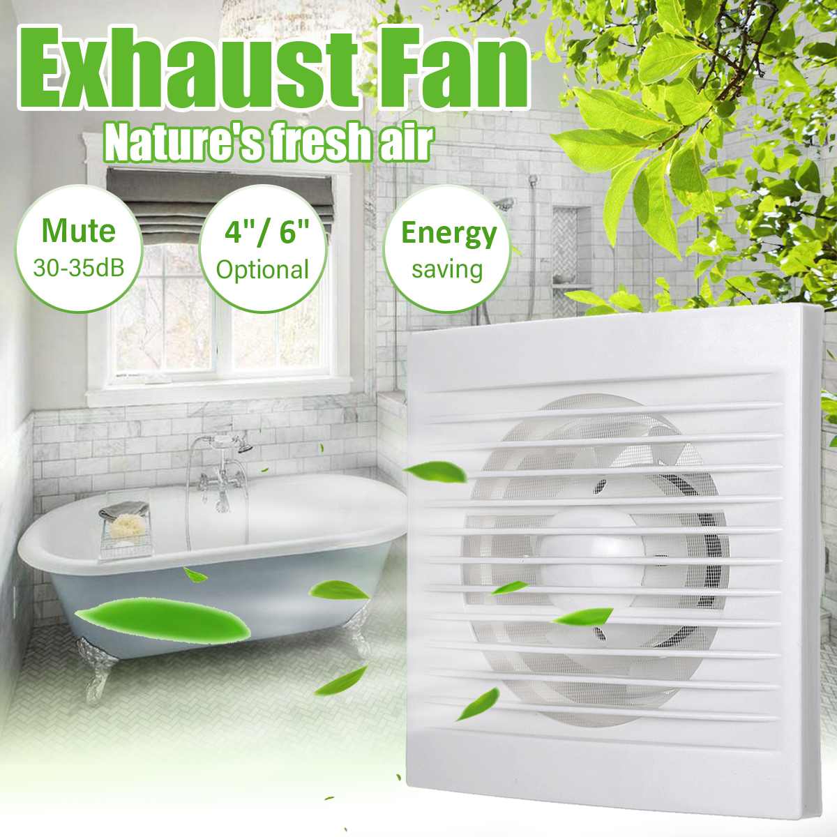 4''6'' Silent Air Extractor Exhaust Fan 110V 220V Grille Ventilation for Home Kitchen Toilet Hotel Wall Ceiling Extractor Fans