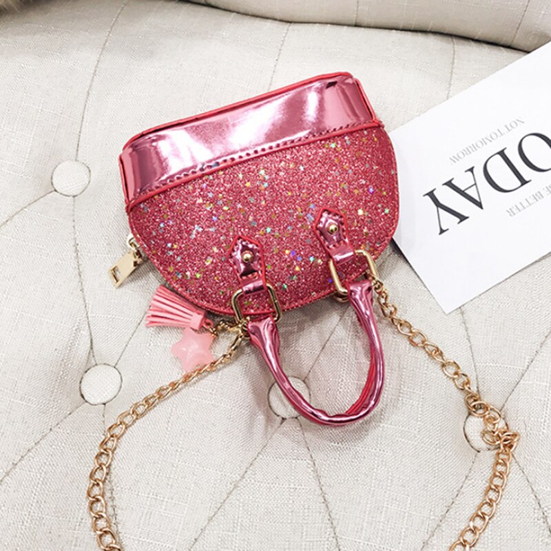 Little Girls' Sequins Handbags Princess Crossbody Bag Mini Satchel For Girls Toddler Kids (Pink)