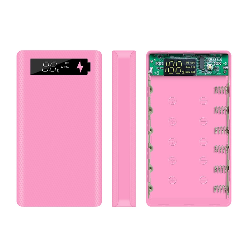 6*18650 Battery Power Bank Shell Charger Box Digital Display Powerbank Shell Portable Power Kit Battery Case Type-c Micro