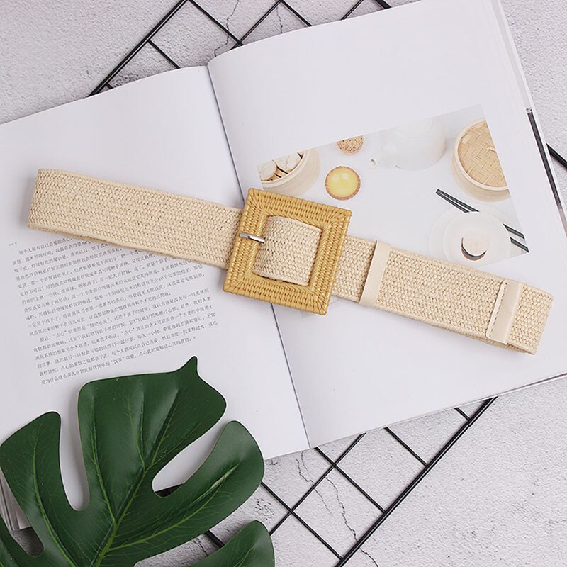 Twotwinstyle zomer hoge taille slanke riem voor vrouwen gestreepte riemen dames jurken accessoires tij: Abrikoos