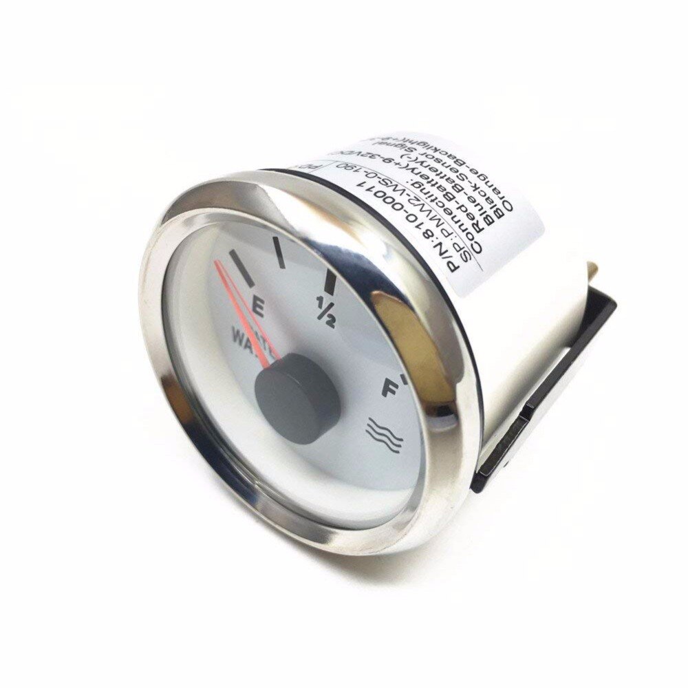 52 Mm Marine Water Niveau Gauge 190ohm Water Tank Level Gauge Indicator Voor Boot Met Backlight 9 ~ 32V