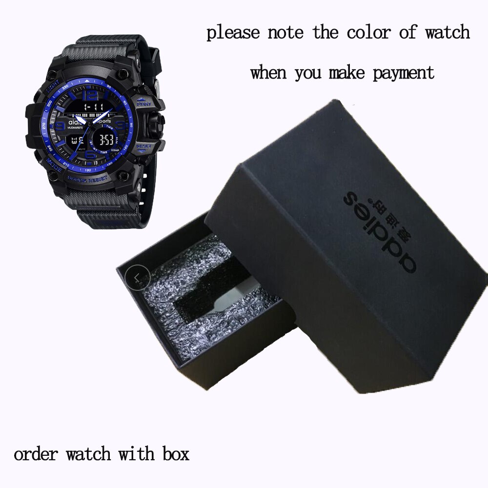 Addies herenhorloges g-stijl heren sporthorloge lichtgevende horloges heren sporthorloge heren waterdicht 30 meter waterbestendig: Blauw-met doos