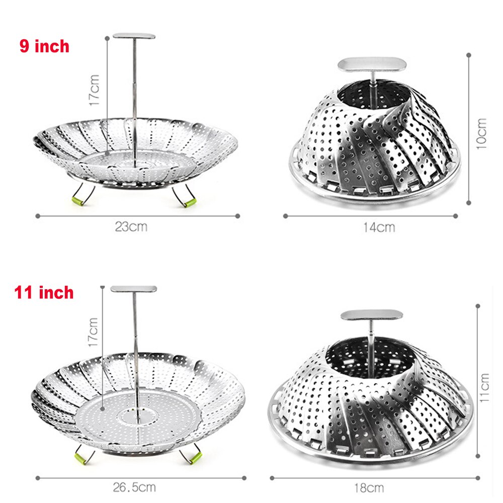 Steamer Stainless Steel Folding Food Steamer Retractable Handle Kitchen Cookware Utensils Steam Cooking Food Fruit Basket