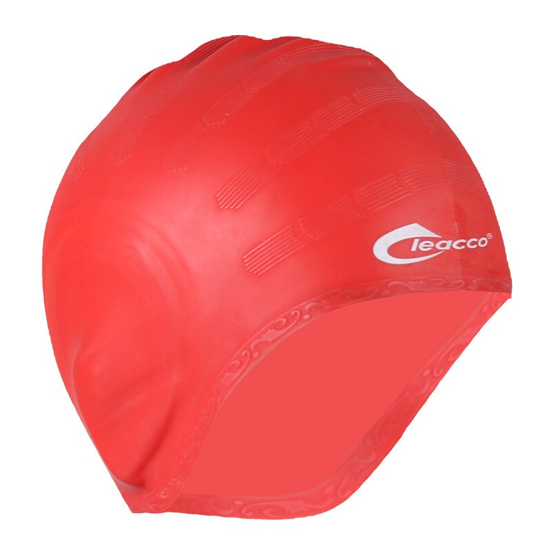 Blauw/rode zwemmutsen zwemmuts waterdichte badmuts oorbeschermer siliconen duikhoed buitenactiviteiten effen badmuts: Rood
