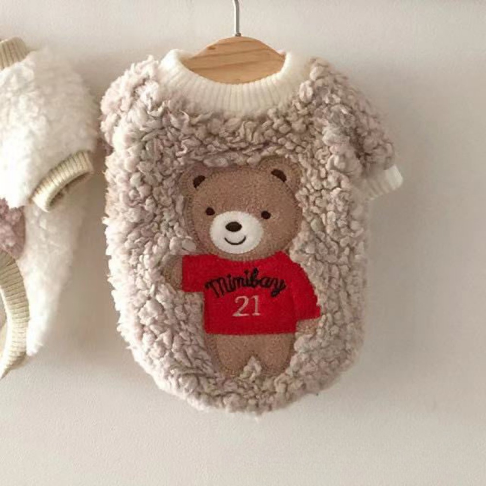 Pet Hoodies Plush Embroidered Hoodies Teddy Autumn and Winter Clothing Trendy Brand Two Leg Clothes Cat Pet Velvet Clothes