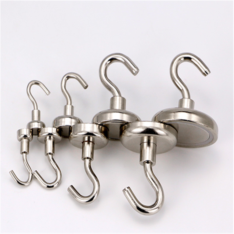 1PC Neodymium N52 Magnet Vertical Pull-force 3KG 4KG 6KG Hook Earth Magnet Multifunction Fridge Sticker Hooks Magnetic Base