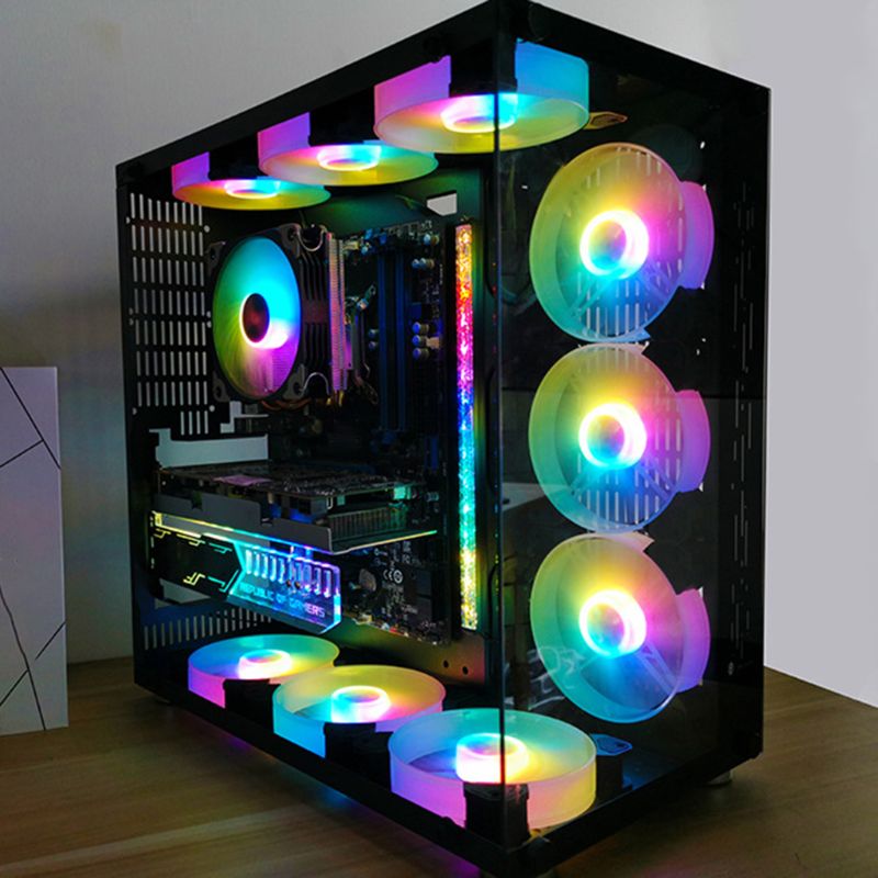 Ventilador de refrigeración de PC LED de escritorio, 12cm, RGB, Control remoto del ventilador del chasis