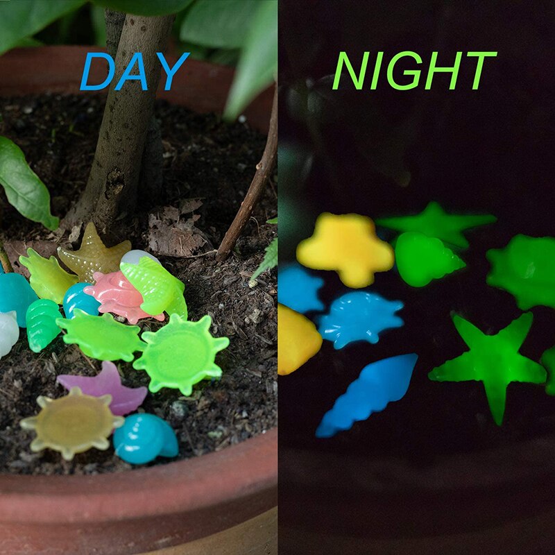 50/10pcs Glow in the Dark Garden Marine Luminous Stone Shell Conch for Walkways Garden Path Patio Lawn Garden Yard Decor