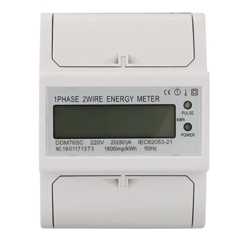 Enkeltfaset 4p lcd din skinne el strømforbrug wattmeter energimåler ddm 76sc 20-80a