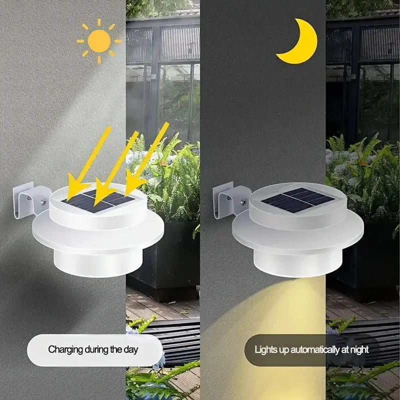 1–6er-Pack Solarleuchten, Veranda-Lampe, Wandleuchten, Dachrinnenbeleuchtung, hochhelle LED, automatische Aufladung, wasserdicht, Veranda, Weg, Zaun, Außenbereich