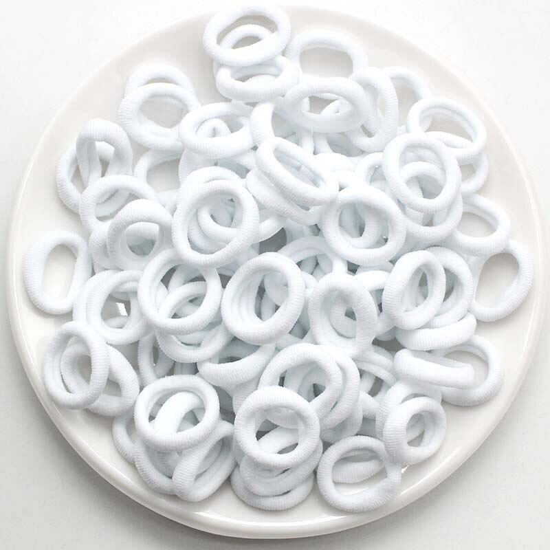 Diademas infantiles para niña pequeña, coleteros elásticos coloridos de nailon, accesorios para el cabello, 100 Uds.: White
