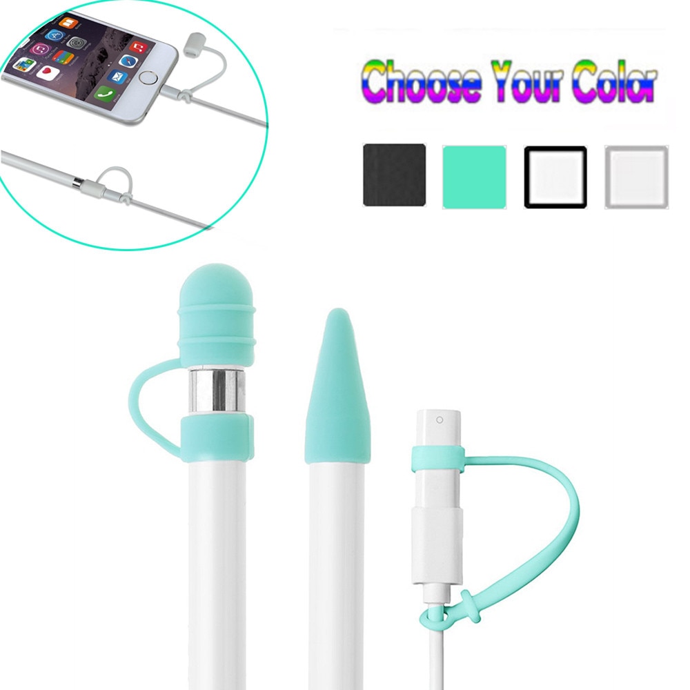 Cobertura de silicone 3 em 1 para apple pencil, estojo para lápis, capa com ponta para suporte, adaptador para ipad pro 10.5 12.9 9.7, estojo para lápis o5