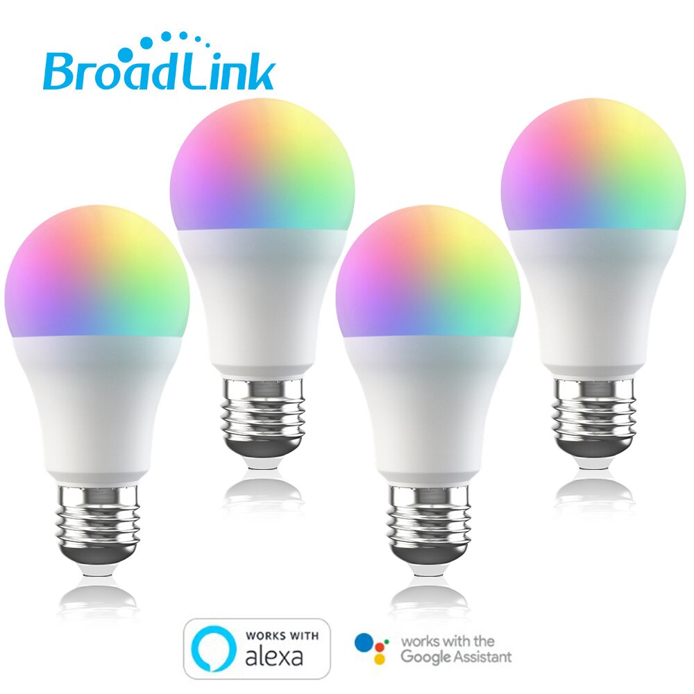 Broadlink LB27 R1 Smart WiFi Light Bulb E27 10W RGB LED Bulb Lamp For Smart Home Compatible with Alexa Google 1/2/3/4 PCS