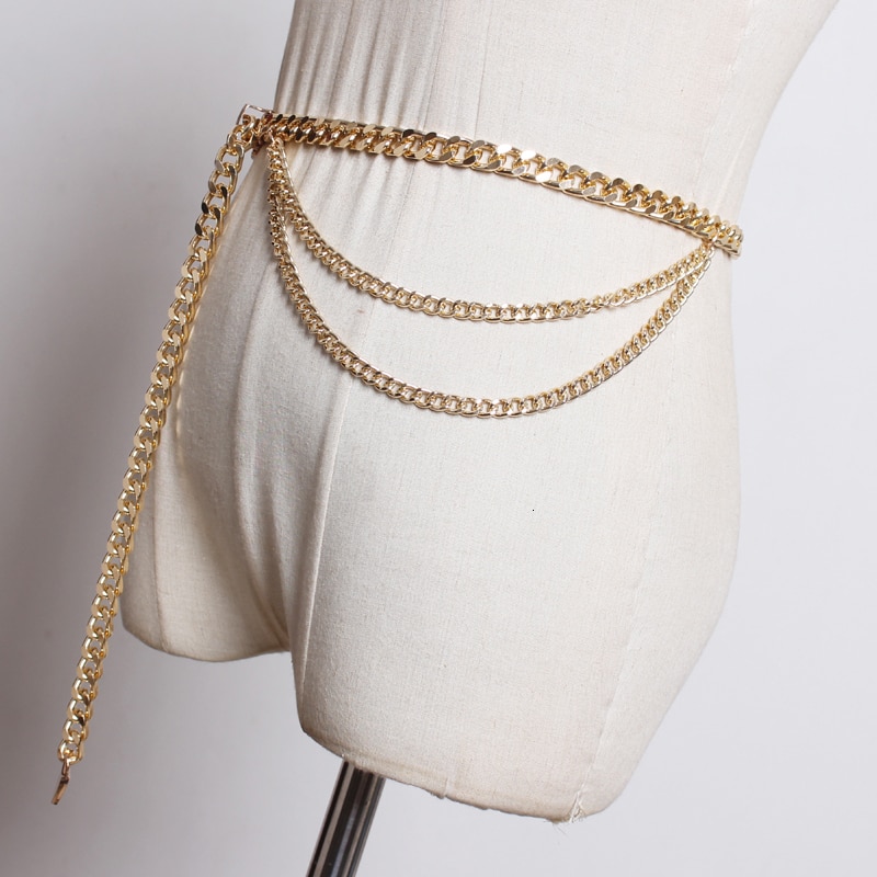 [Eam] Metalen Ketting Laag Spit Join Lange Cool Dunne Riem Persoonlijkheid Vrouwen Mode Tij Alle-Match lente Herfst