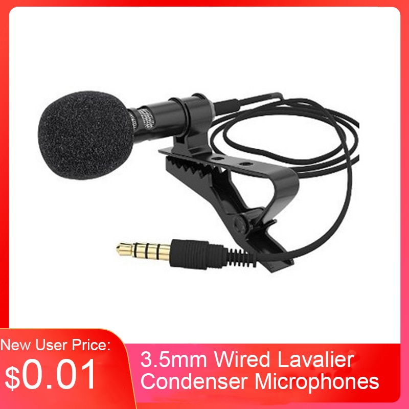Leory Mini Wired Lavalier Condensator Microfoons 3.5 Mm Jack Clip-On Revers Microfoon Telefoon Mic Voor Spreken Toespraak