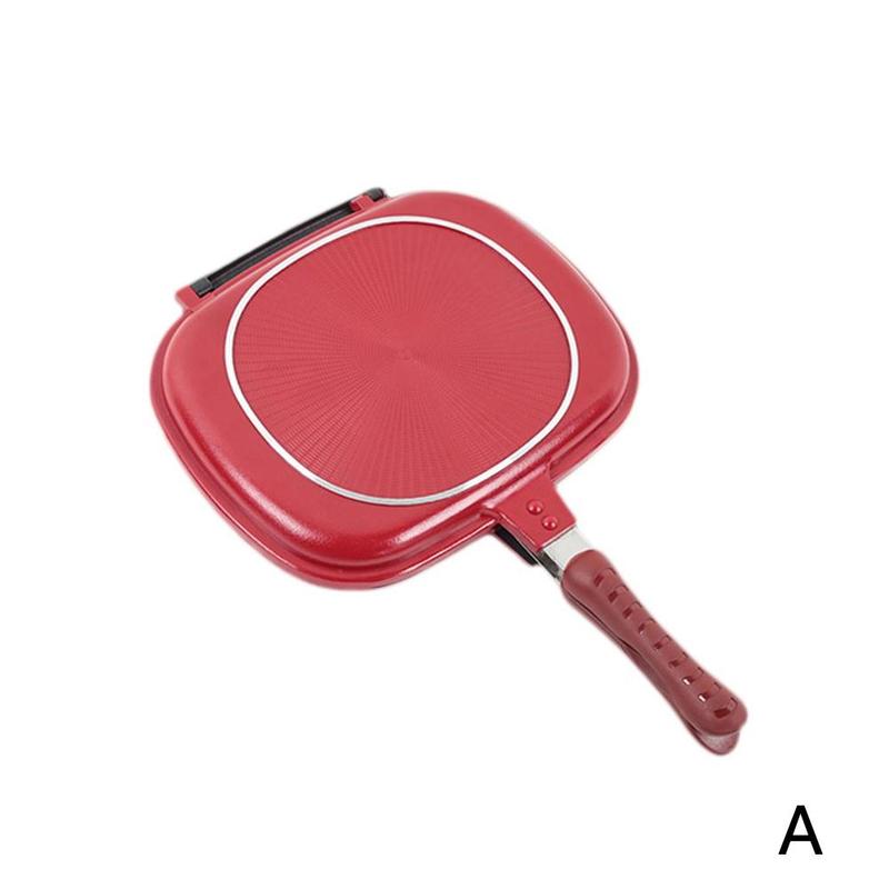 1Pc Double Sided Grill Frying Pan Square Shape Non-Stick Pan Baking Steak Frying Pan32Cm Kitchen Cooking Tool: A