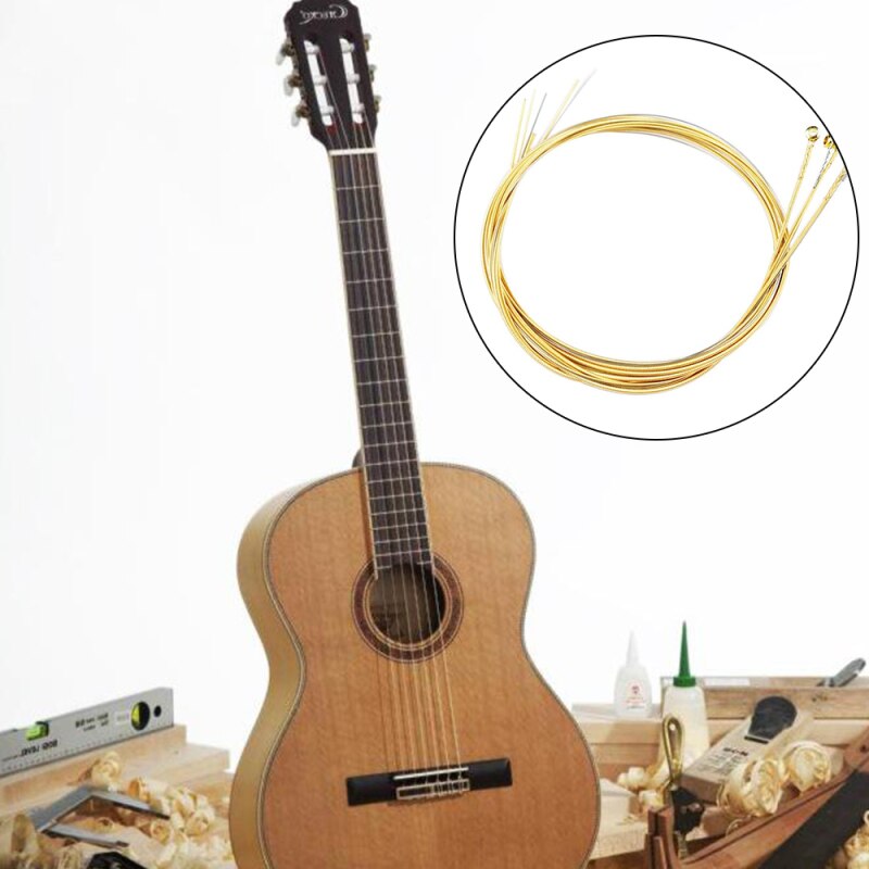 6PCS/Set Acoustic Guitar Strings Colorful Strings E-A for Acoustic Folk Classic Guitar Replacement Steel Acoustic Guitar Strings