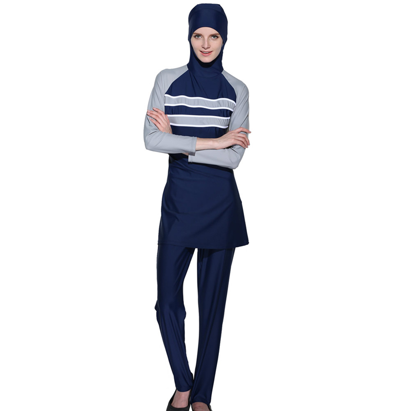 Modest Muslimischen Badeanzug Burkinis Bademode Volle Abdeckung Islamischen Arabischen Langarm Schwimmen Set Bearwear Hijab Badeanzug