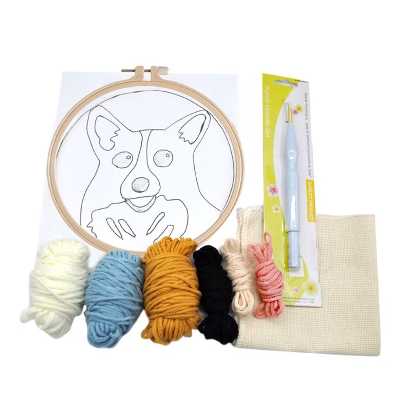 DIY Unfinished Embroidery Poked Kit Fruit Animal Punch Needle Cross Stitch Bag: K