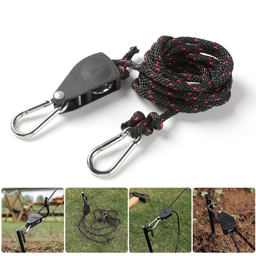 1 conjunto tenda fixa fivela polia tensor ajustável corda fixador catraca cabides luzes de levantamento acampamento toldo corda vento