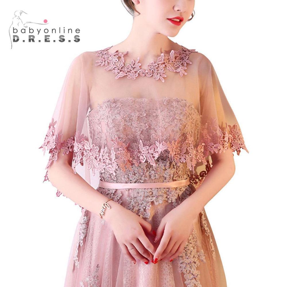 Multi-color Lace Bolero Wraps Women Bridal Cape Lace Female Shawl Evening Party Capes Short Bridal Wrap Wedding Accessories: dusty pink