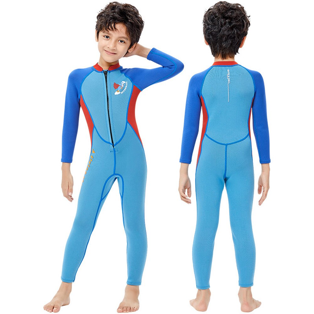 2.5mm Neoprene Wetsuit for Kids Boys Long Sleeves Sun Protection Children Diving Suits Surfing Underwater Swimming Training