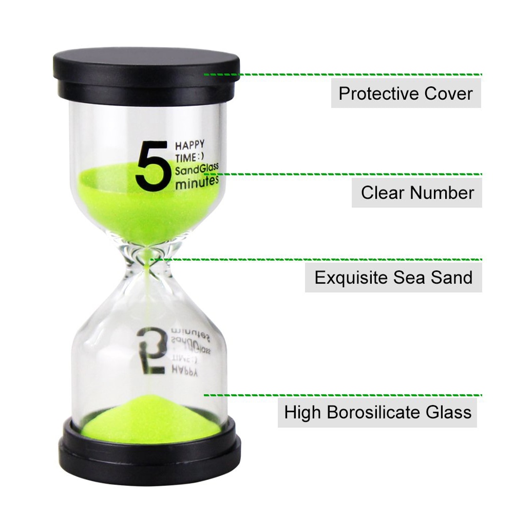 6 stk/sett 1/3/5/10/15/30 min sandklokke sandglass timeglass timer skolebarn lek dekor barn sand timer hjemmedekorasjon