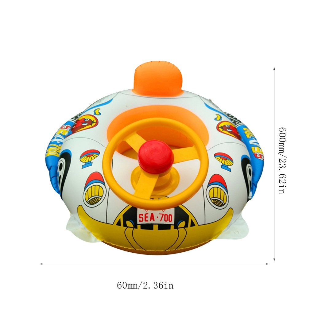 Draagbare Opblaasbare Baby Zwemmen Ring Zonnescherm Baby Float Boot Seat Peuter Vlot met Stuurwiel en Piep De Hoorn