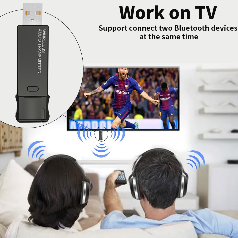 tebe USB Bluetooth-compatible V5.3 Audio Transmitter APTX HD 3.5mm Aux Wireless Stereo Adapter support Microphone for TV PC