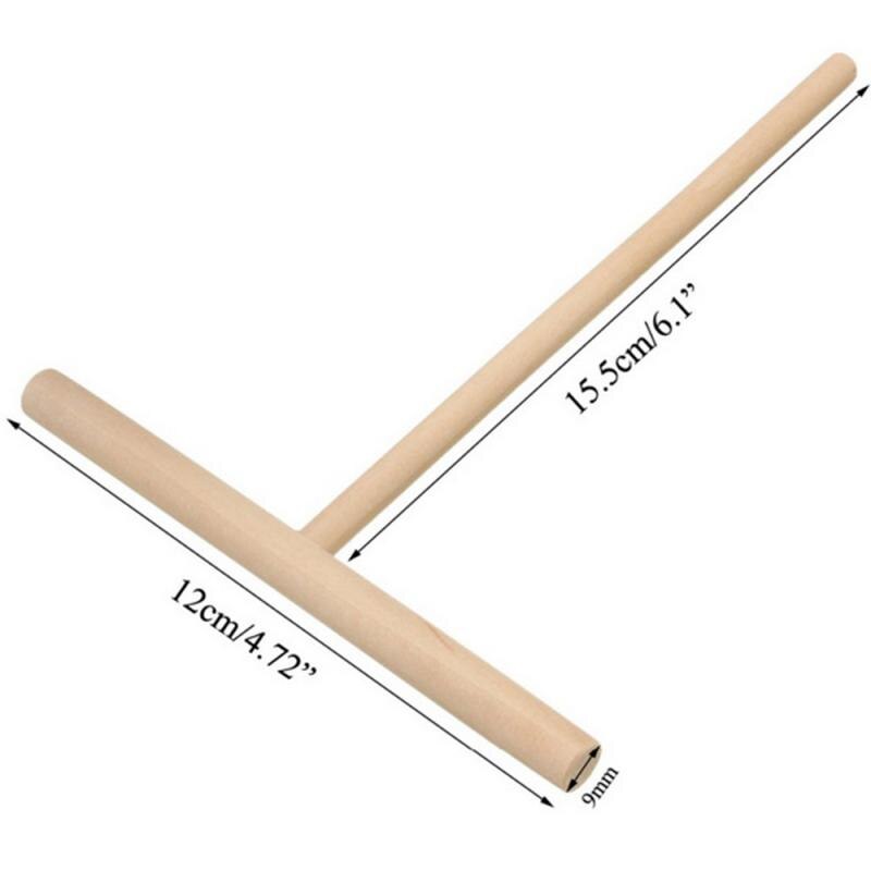 Palo de extensión de madera para cocina, herramienta para tortitas, rastrillo, restaurante, cantina, huevo en forma de T, rascador, 5 uds.: 5PCS