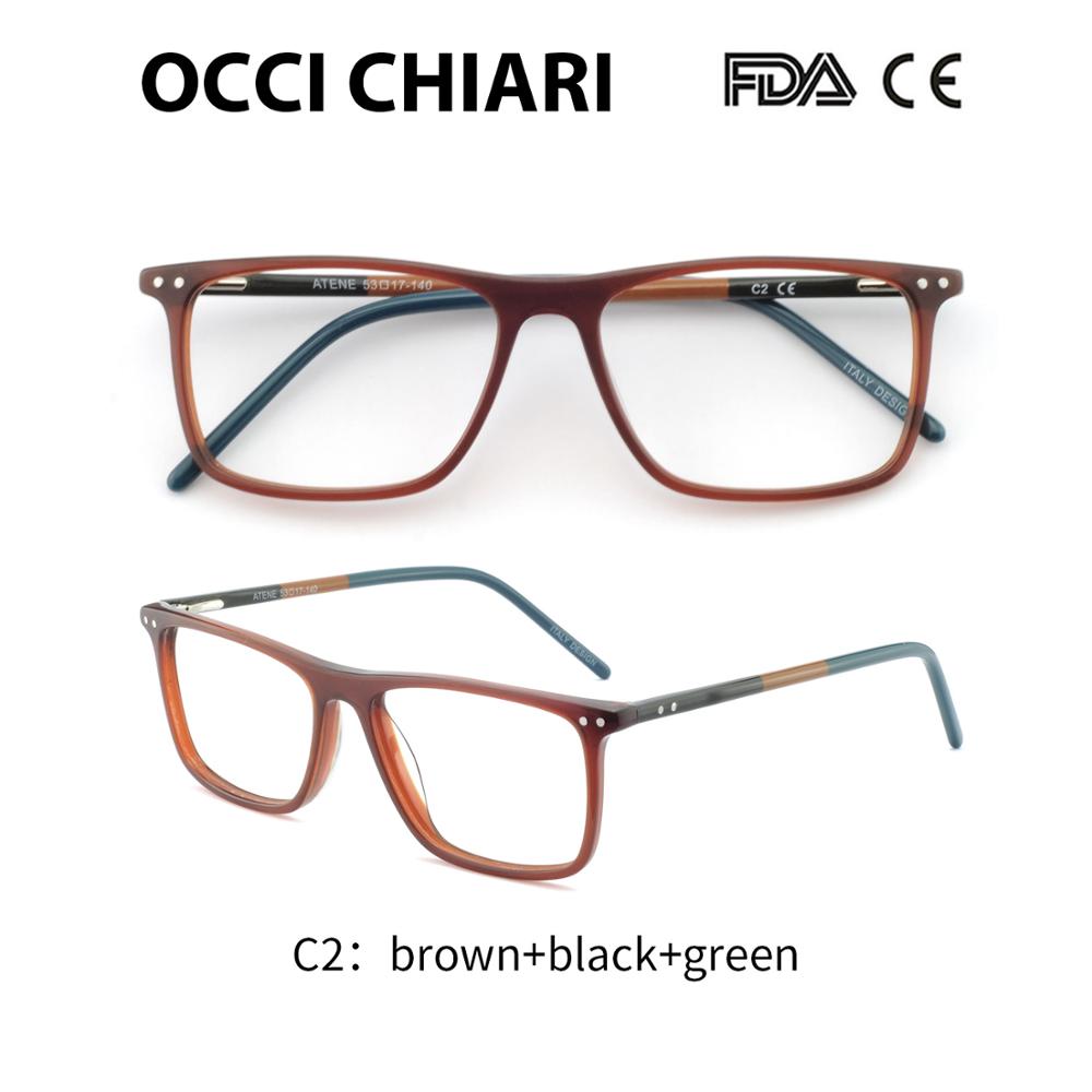 OCCI CHIARI Frame Eyeglasses Frames Men prescription Acetate Male Fashionable Spectacle Frames Optical Glasses Black W-COSCO: C2