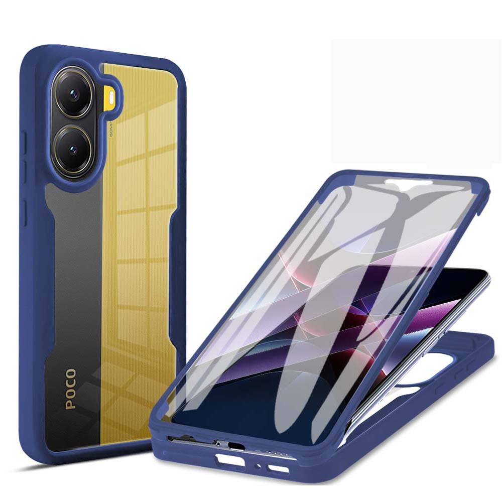360 Full Body Screen Protector Transparent Case For Mi POCO X7 X6 Pro X3 NFC Shockproof Phone Cover For POCO F6 F5 Pro C65: Beige / For Poco X6