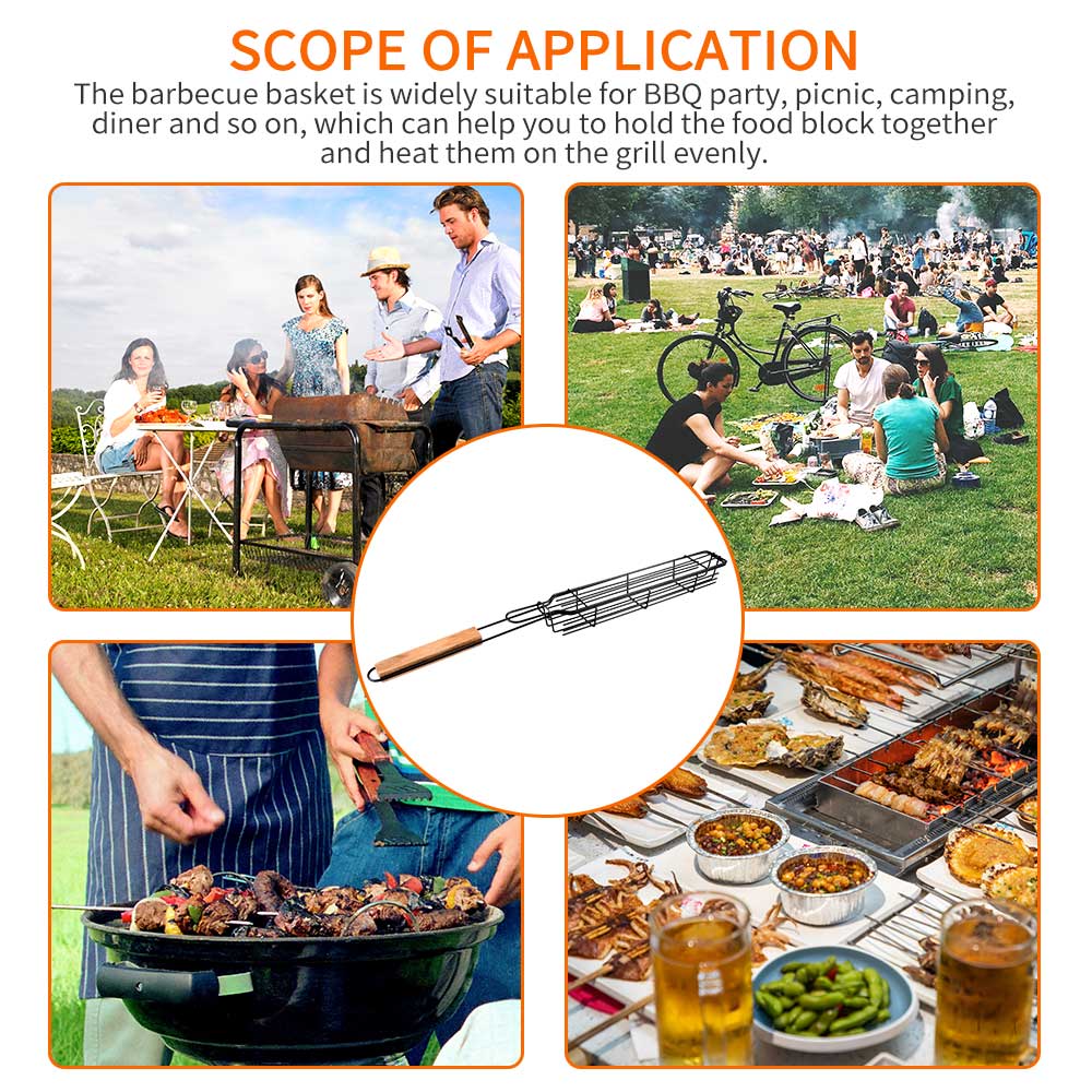 BBQ Tools Meat Fish Grill Basket Vegetables Barbeque Food Holder Barbecue Tray Portable Wild Barbecue Net Easy Washable