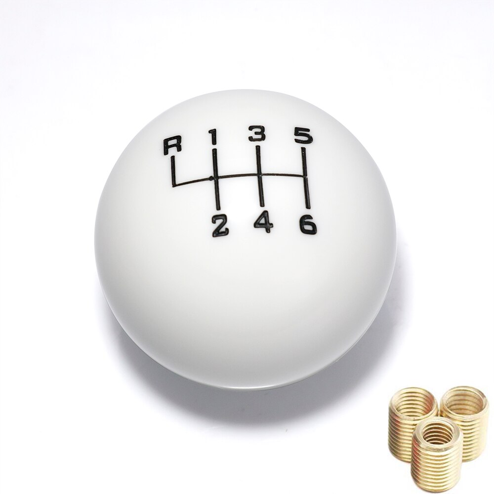 Universal 6 Speed ball shape Acrylic Gear Shift Knob Shifter Lever Head: 6 speed White