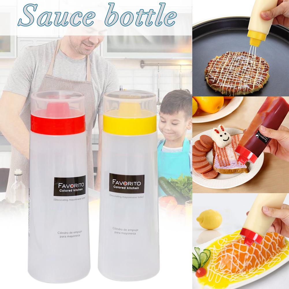Kitchen Tool Domestic 4-hole Salad Sauce Squeeze Oil Bottle Linearity Condiment Bottle Ketchup Plastic Storage Bottle