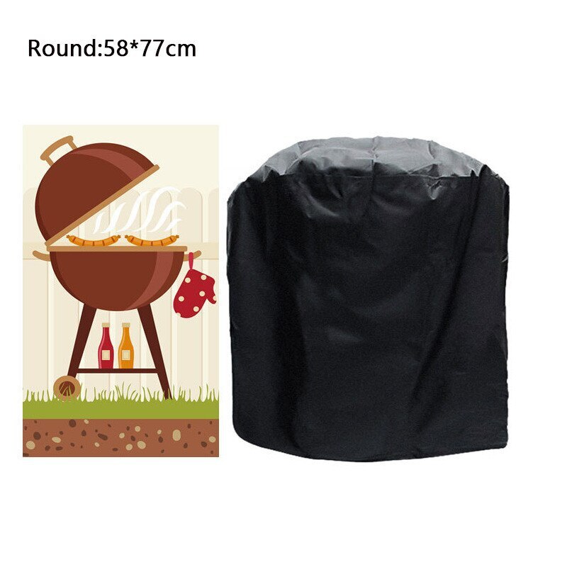 Outdoor Bbq Grill Cover Anti Dust Waterdichte Grill Covers Case Oxford Regen Uv Sunprotective Tuin Barbecue Cover Zwart: Round 58x77