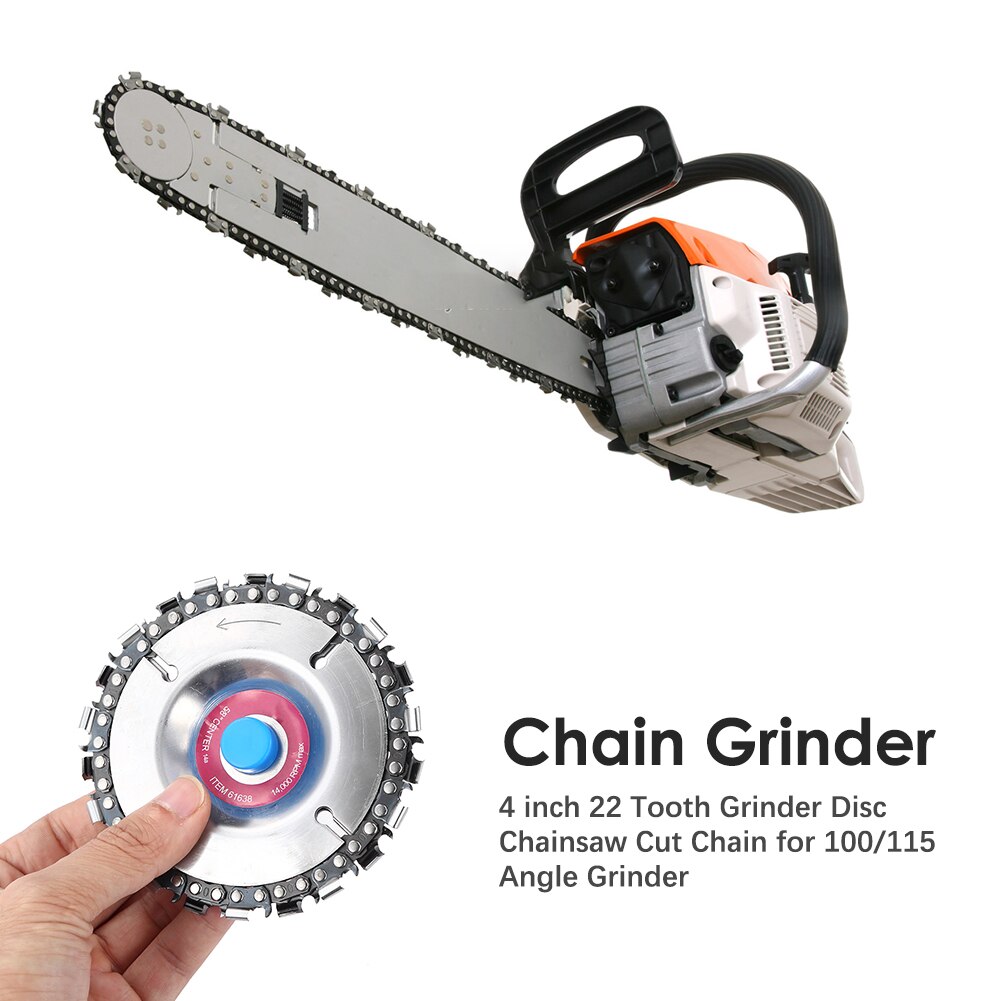 Carbide Grinder Chain Wood Carving Disc 4 inch 22 Tooth Woodworking Tools with Chain Grinder Chain Wood Carving Disc