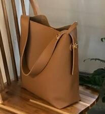 Bucket bag, eenvoudig, groot, pu-leer, een schoudertas voor dames, dames, samengestelde tas, casual bruin/zwart q-djuy 1: Bruin